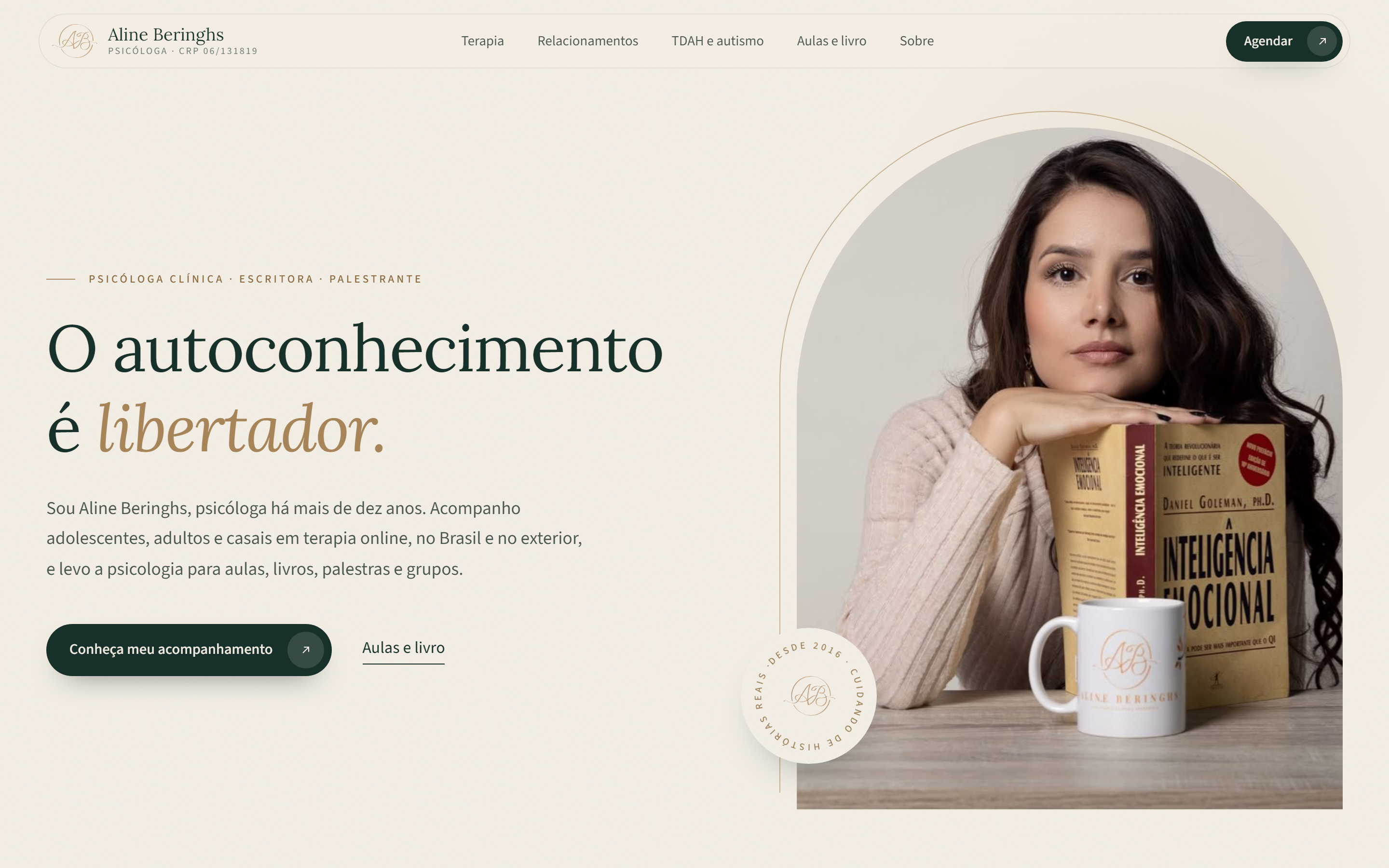 Site Aline Beringhs no computador